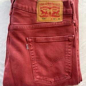 Men's Levi’s 514 Straight Fit Jeans – W32 L34 - Coral / dusty red